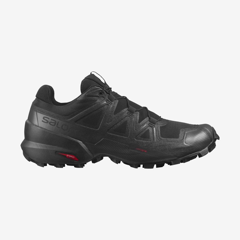 Salomon Israel SPEEDCROSS 5 - Mens Trail Running Shoes - Black (PKOM-13968)